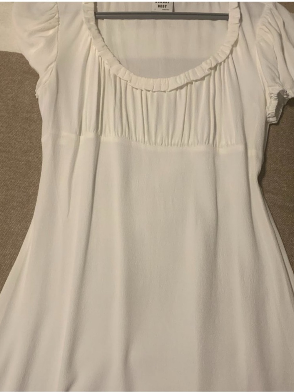 Aritzia Pacey White Ruffled Square Neck Mini Dress - Picture 3 of 3